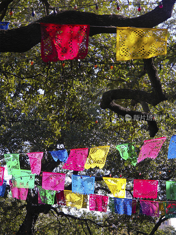 Papel Picado艺术图案的衣服线条